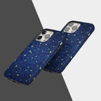 Starry Phone Case, Blue Swirl Celestial Design, Y2K Stars Pattern, Night Sky Aesthetic for ip 17 16 15 14 13 12 11