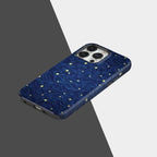 Starry Phone Case, Blue Swirl Celestial Design, Y2K Stars Pattern, Night Sky Aesthetic for ip 17 16 15 14 13 12 11