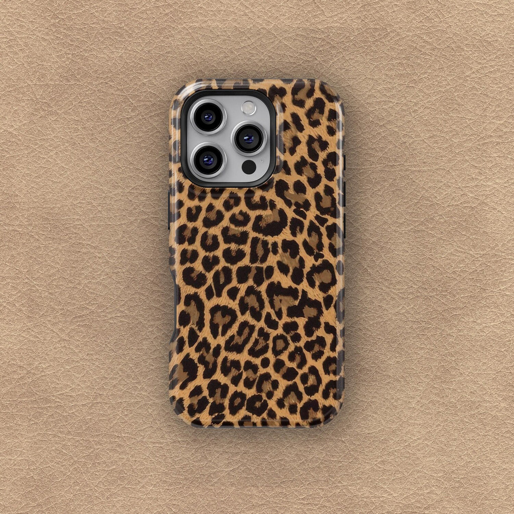 Leopard Print Phone Case, Classic, Chic Brown Animal Print Tough Cover for ip 17 16 15 14 13 12 11