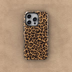 Leopard Print Phone Case, Classic, Chic Brown Animal Print Tough Cover for ip 17 16 15 14 13 12 11