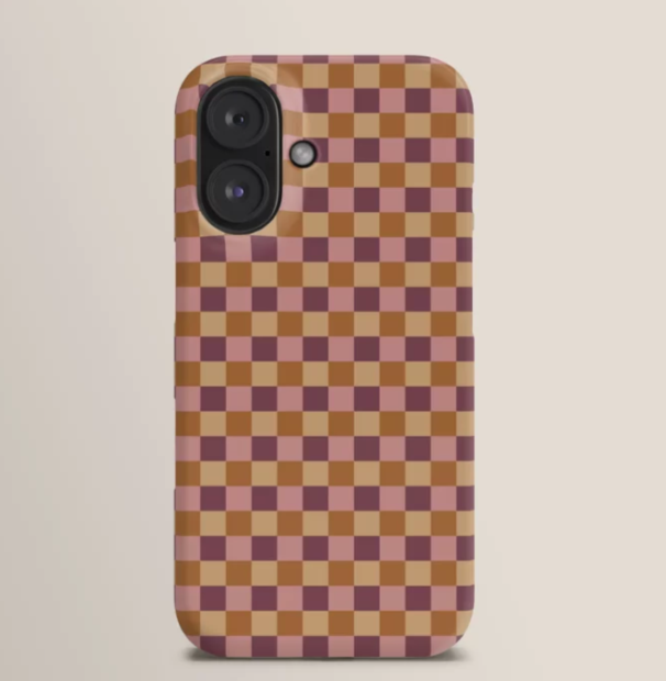 Checkered Multicolor Pattern VII Earthy Autumn Phone Case, Phone Cover for ip 16 15 14 13 12 11 Promax Pro Plus