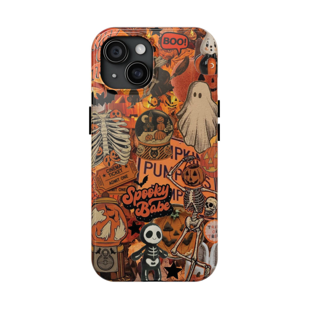 Halloween Pumpkin Skeleton Ghost Phone Case – Spooky Autumn Trick or Treat Aesthetic Cover