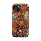 Halloween Pumpkin Skeleton Ghost Phone Case – Spooky Autumn Trick or Treat Aesthetic Cover